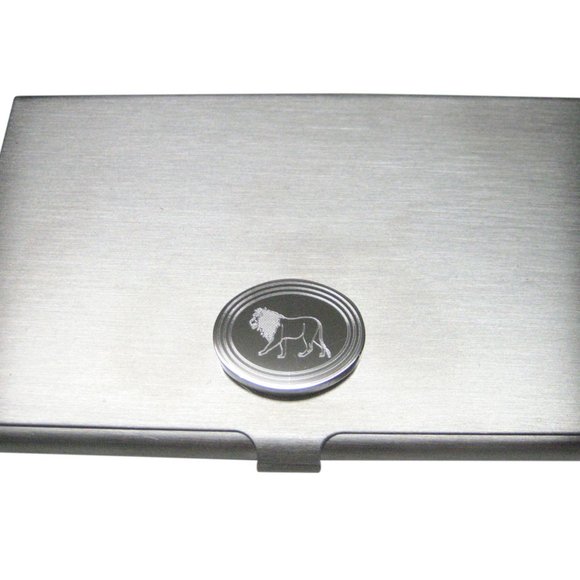 Lion Business Card Holder | Kyle Design Oval Left Facing Full Lion Business Card Holder